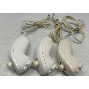 Nintendo Wii Nunchuck Controller Lot of 3 OEM Official White Nunchucks Untested